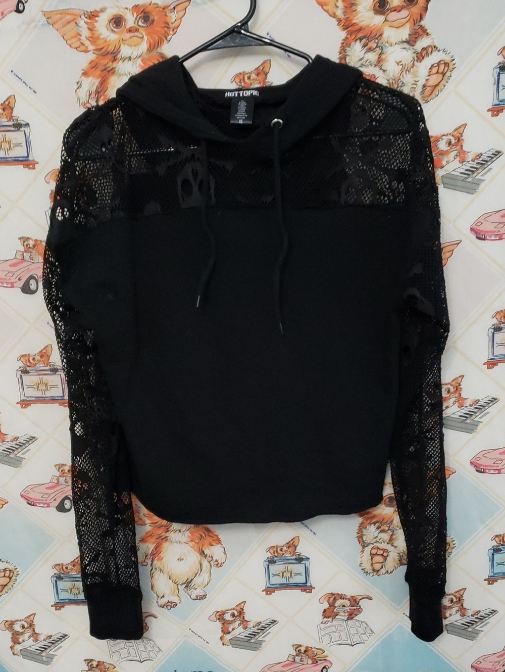 Hot Topic Black Lace-Panel Skull Hoodie for Women
